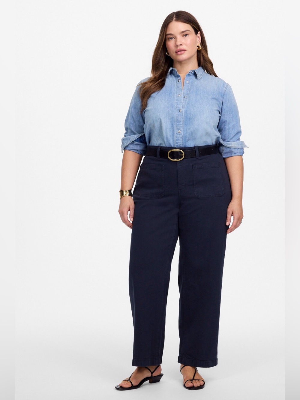 Madewell Emmett Wide-Leg Pants 14W NWT Dark Navy Cotton Stretch High Rise